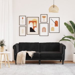 vidaXL Sofa dwuosobowa, czarna, aksamit 3