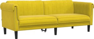 vidaXL Sofa 3-osobowa, żółta, tapicerowana aksamitem 2