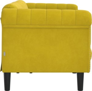 vidaXL Sofa 3-osobowa, żółta, tapicerowana aksamitem 5