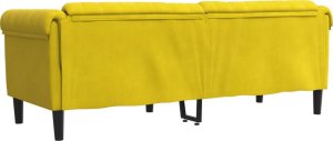 vidaXL Sofa 3-osobowa, żółta, tapicerowana aksamitem 6