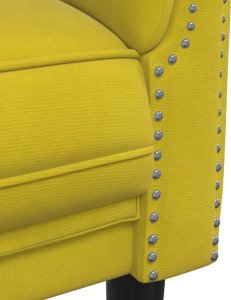 vidaXL Sofa 3-osobowa, żółta, tapicerowana aksamitem 7