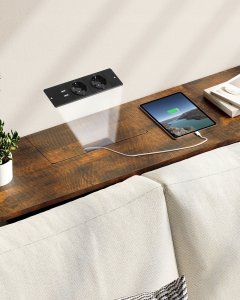 Vasagle Stolik konsolowy z gniazdami, stolik boczny z 2 przegródkami, smukły, 25 x 120 x 81 cm, oszczędzający miejsce, do przedpokoju, s 3