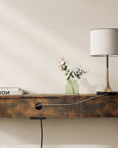 Vasagle Stolik konsolowy z gniazdami, stolik boczny z 2 przegródkami, smukły, 25 x 120 x 81 cm, oszczędzający miejsce, do przedpokoju, s 4