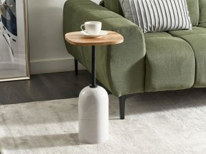 Beliani Stolik pomocniczy metalowy jasne drewno z białym OASIS 2