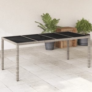 vidaXL Stół ogrodowy ze szklanym blatem, szary 190x90x75 cm, rattan PE Lumarko! 1