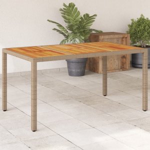 vidaXL Stół ogrodowy, beżowy 150x90x75 cm, rattan PE i drewno akacjowe Lumarko! 1