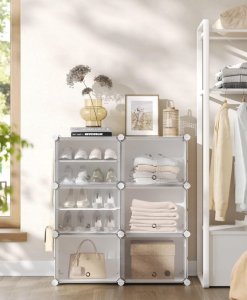 Songmics Szafka na buty, modułowy organizer do przechowywania z 6 miejscami, 30 x 40 x 30 cm na każde miejsce, z drzwiami, stalowa rama, 4