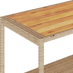 vidaXL Wózek barowy, 3-poziomowy, beżowy, polirattan i drewno akacjowe 9