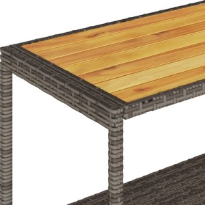 vidaXL Wózek barowy, 3-poziomowy, szary, polirattan i drewno akacjowe 9