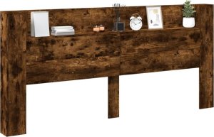 vidaXL Zagłówek z półką i LED, przydymiony dąb, 220x16,5x103,5 cm 5