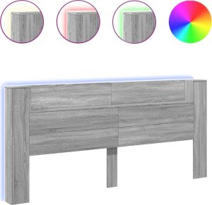 vidaXL Zagłówek z półką i LED, szary dąb sonoma, 220x16,5x103,5 cm 2