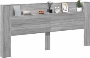 vidaXL Zagłówek z półką i LED, szary dąb sonoma, 220x16,5x103,5 cm 5