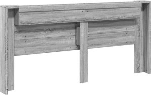 vidaXL Zagłówek z półką i LED, szary dąb sonoma, 220x16,5x103,5 cm 8