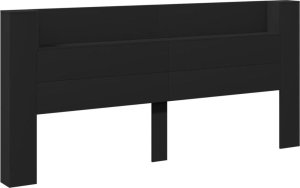 vidaXL Zagłówek z półką i oświetleniem LED, czarny, 220x16,5x103,5cm 3