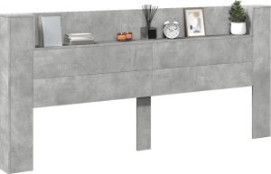 vidaXL Zagłówek z półką i LED, szarość betonu, 220x16,5x103,5 cm 5