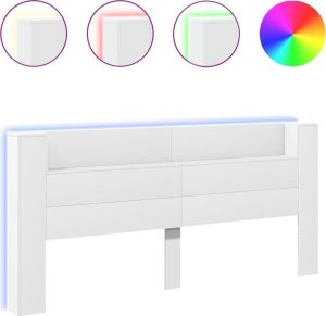 vidaXL Zagłówek z półką i oświetleniem LED, biały, 220x16,5x103,5 cm 2