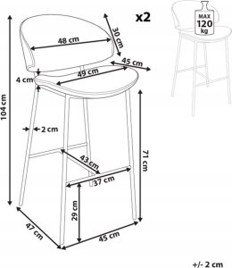 Beliani Zestaw 2 krzeseł barowych pomarańczowy KIANA 9