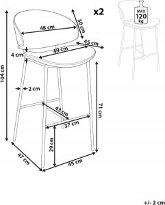 Beliani Zestaw 2 krzeseł barowych pomarańczowy KIANA 10