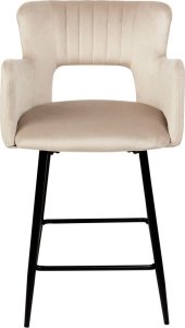 Beliani Zestaw 2 krzeseł barowych welurowe beżowoszare SANILAC 3