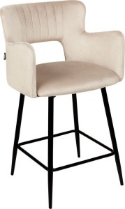 Beliani Zestaw 2 krzeseł barowych welurowe beżowoszare SANILAC 4