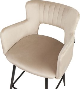 Beliani Zestaw 2 krzeseł barowych welurowe beżowoszare SANILAC 6