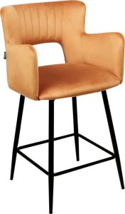 Beliani Zestaw 2 krzeseł barowych welurowe pomarańczowe SANILAC 3