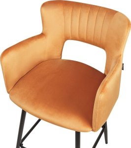 Beliani Zestaw 2 krzeseł barowych welurowe pomarańczowe SANILAC 5