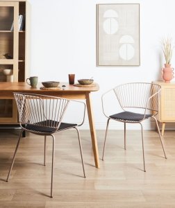 Beliani Zestaw 2 krzeseł do jadalni różowe złoto RIGBY 2