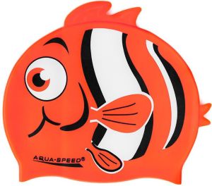 Aqua-Speed Czepek pływacki Aqua-Speed silikonowy ZOO Nemo Junior pomarańczowy (1033) 1