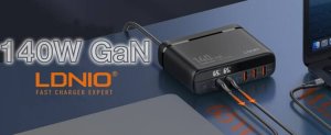 Ładowarka LDNIO Szybka Ładowarka USB Zasilacz 140W GaN do telefonu laptopa QC3.0 PPS PD100W 4