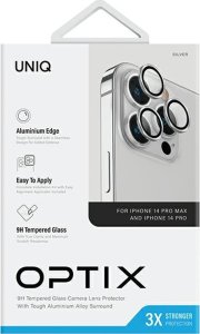 Uniq UNIQ Optix Aluminium Camera Lens Protector iPhone 14 Pro 6.1" / 14 Pro Max 6.7" sterling silver szkło na obiektyw aparatu z aplikatorem 3