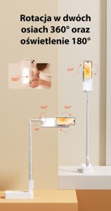 Podstawka Usams USAMS Multifunkcyjny uchwyt na telefon z lampą LED biały/white ZB26501 (US-ZB265) 16