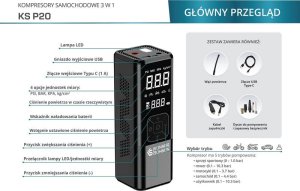 Kompresor samochodowy UN KOMPRESOR AKUMULATOROWY 3 W 1 KS P20 2