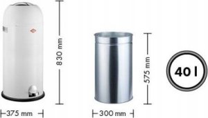 Kosz na śmieci Wesco Kosz na śmieci biały Kickmaster Maxi 40l Wesco 2