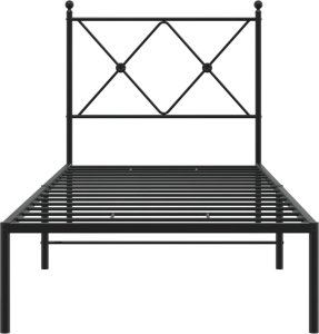 vidaXL Metalowa rama łóżka z wezgłowiem, czarna, 75x190 cm 4