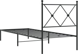 vidaXL Metalowa rama łóżka z wezgłowiem, czarna, 75x190 cm 6