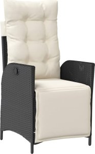 vidaXL 3-cz. zestaw mebli ogrodowych z poduszkami, czarny, rattan PE 3