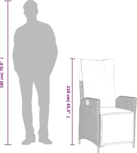 vidaXL 3-cz. zestaw mebli ogrodowych z poduszkami, czarny, rattan PE 10