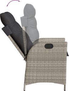 vidaXL 9-cz. zestaw mebli ogrodowych z poduszkami, jasnoszary 4