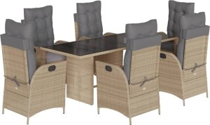 vidaXL 7-cz. zestaw mebli ogrodowych z poduszkami, mieszany beż 2