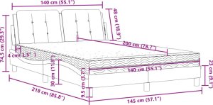 vidaXL Łóżko z materacem, czarne, 140x200 cm, sztuczna skóra 11