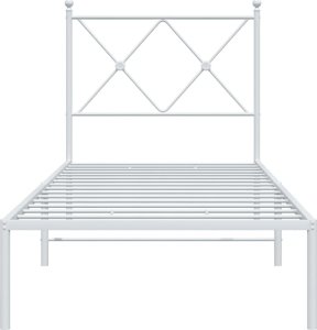 vidaXL Metalowa rama łóżka z wezgłowiem, biała, 75x190 cm 4