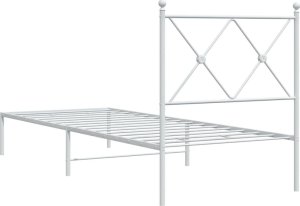 vidaXL Metalowa rama łóżka z wezgłowiem, biała, 75x190 cm 6