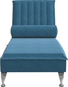 vidaXL vidaXL Szezlong masujący z wałkiem, niebieski, aksamitny 4