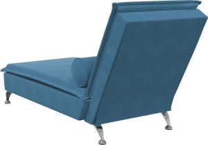 vidaXL vidaXL Szezlong masujący z wałkiem, niebieski, aksamitny 6