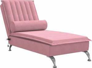 vidaXL vidaXL Szezlong masujący z wałkiem, różowy, aksamitny 2