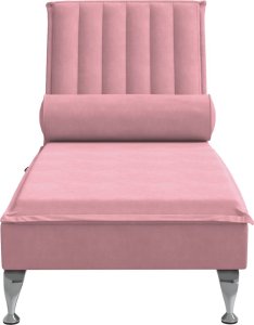 vidaXL vidaXL Szezlong masujący z wałkiem, różowy, aksamitny 4