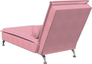 vidaXL vidaXL Szezlong masujący z wałkiem, różowy, aksamitny 6
