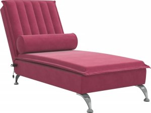 vidaXL vidaXL Szezlong masujący z wałkiem, winna czerwień, aksamitny 2