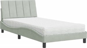 vidaXL vidaXL Łóżko z materacem, jasnoszare, 100x200 cm, aksamitne 2